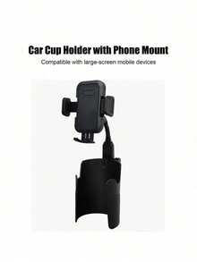 2-In-1 Car Cup Holder Phone Mount, ABS/PC Cup Slot Extender, 360° Adjustable & Rotatable, Universal Smartphone Holder For Hands-Free Driving - Black - View 4