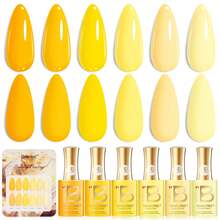 Beetles Yellow Gel Nail Polish Set - Sunny Pantry With Color Card, 6Colors HEMA FREE Yellow Gel Nail Polish Set 15ML/0.51FlOz - skafferi - Visa 9