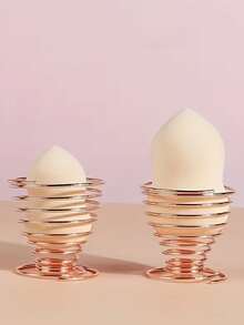 3pcs Elegant Stainless Steel Makeup Sponge Holder, Hygienic, Space-Saving, Fragrance-Free, Suitable For Normal Skin, Gift For Women - Rose Gold - View 6
