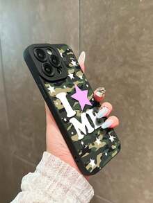 迷彩星形字母印花保护壳，兼容苹果 17/16 Pro Max、14/13、12、11 Pro Max、XS Max、X、XR、8、7、6S、Plus、Mini 以及三星 Galaxy A13 4G、S21 FE 5G、A15、A21S、A34、A12、A50、S21、A71，防震设计，适合作为生日礼物、送给男女朋友或自用。 - 彩色 - 查看 3