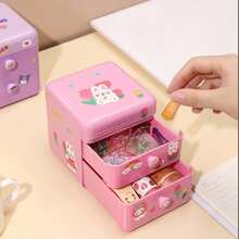 1pc Cute & Creative Jewelry Box With Flip Cover And Drawer, Home Storage - Multicolor - View 3
