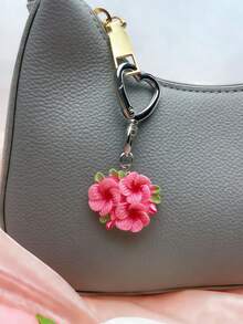 1个/5个装女士蛋形花三色紫罗兰树脂吊坠包包配件，钥匙扣粉色/白色/黄色/紫色/玫瑰粉色魅力汽车钥匙扣/手机/钱包/手提包/背包/三花DIY手机壳钥匙扣背包吊坠包包配件，夏季背包吊坠婚礼配件，钱包吊坠配件，女友生日礼物 - 明亮 - 查看 4