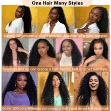 Human Crochet Hair For Deep Wave Crochet Blend Human Hair Bundles 18 Inch 55g Pre-Separated Feather Crochet Human Hair Deep Wavy Invisible Crochet Hair Extensions 50 Strands Natural Black - SNatural - View 7