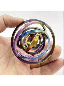 6/8 Anillos Juguete Fidget con Estructura Giratoria Multinivel, Alivio de Estrés para Escritorio, Regalo Creativo, Juguete Miniatura Coleccionable, Decoración de Escritorio Creativa - Multicolor - Ver 18