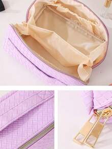 Waterproof PU Leather Cosmetic Bag, Portable Toiletry Makeup Bag, Makeup Organizer Bag, Large Capacity Double-Layer Makeup Bag, Waterproof PU Skincare Bag, Cosmetic Travel Bag, Makeup Bag, Skincare Bag, Toiletry Bag, Travel Essentials, Cruise Essentials, Bohemian Style - Multicolor - View 7