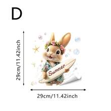 1/4pcs Summer Rabbit Static Cling Window Stickers, Beach Surfing Pond Rabbit Removable Glass Decor Stickers For Living Room, Office, Kitchen, DIY Art Mural, Holiday Supplies - Seaside Rabbit - View 11