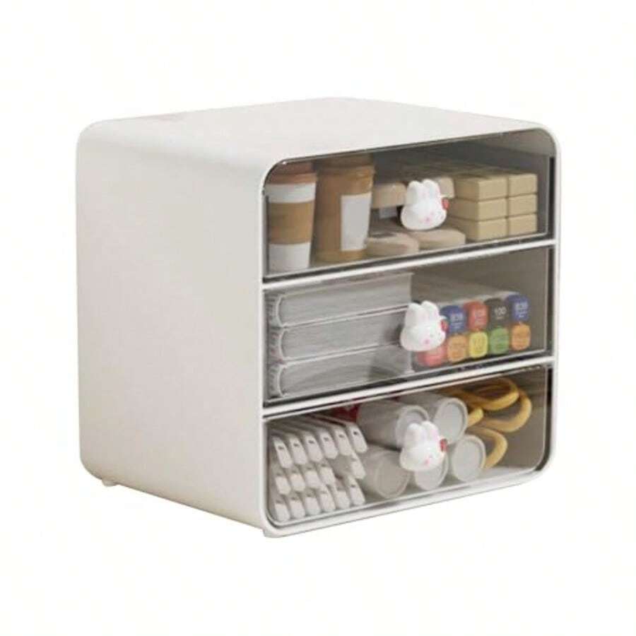 Tissting Caja Organizadora De Maquillaje Con Cajones - Estante Plastico Para éticos Y Cuidado De La Piel 17.5x13x16.5 - blanco - Ver 1