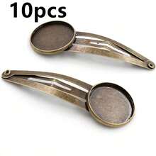 10pcs Copper Material Craft Hairpin Blank Base Tray Bezel Fits 12mm/20mm Round Cabochons Hair Clips Setting DIY Jewelry Making Accessories Findings - Hairpin Cabochon Base Setting - View 15