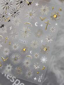 1 miếng dán móng tay mạ vàng 5D, miếng dán móng tay sang trọng và tinh tế, miếng dán móng tay kiểu retro Halo Faith, dụng cụ làm móng DIY. - Nhiều màu - Xem 7