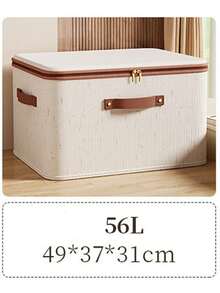 1pc Beige Linen Zipper Storage Box Cover - Foldable, Washable, Suitable For Wardrobe Storage Boxes, Clothes, Underwear, Socks, Applicable To Home And Study Supplies And Study Accessories Storage Boxes - Multicolor - View 15