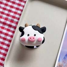 Cartoon Silicone Cow Magnetic Phone Holder, Peach/Apple/Flower Slouchy Desktop Stand, Tablet Holder - Multicolor - View 12