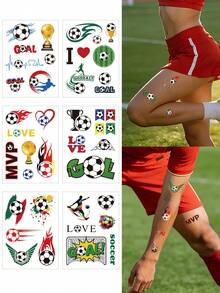 6pcs/Set,Tattoo Tattoos,Football,World Cup,Football Face Stickers,Football Arm,Semi Permanent Tattoo,Tattoo Fake,Hand Tattoo,Fake Tattoos,Fake Tattoo,Temporary Tattoos,Tattoo Supplies,Tattoo Kit,Tattoo Stickers,Tattoo Waterproof Long Lasting,Tatooes For Women,Back Tattoo,Arm Tattoo,Tattoos On The Legs,Festival,Rave - Multicolor - View 11
