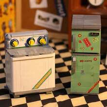 Retro Classic Home Appliances Building Blocks Set, Retro Radio TV Washing Machine Building Toy, Radio Model Collectible Building Toy Set, DIY Construction Building Model Kit, Creative Gift Halloween, Birthday, Christmas, Thanksgiving, 500+ PCS - Multicolor - View 6