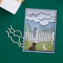 1件套创意围栏、云朵和动物金属切割模具，适用于剪贴簿、压花工艺、手工卡片和礼品卡制作 - A - 查看 7