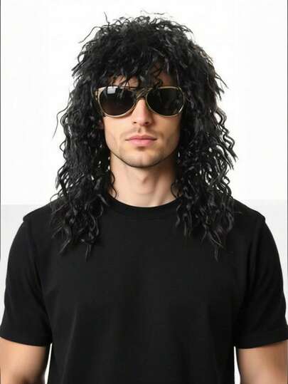 1pc Halloween Punk Wig, Metal Disco Party European And American Rock Style Wig Headpiece For Men