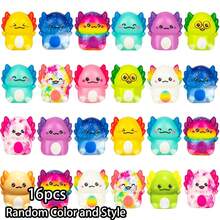 4/8/16/32/48个装 柔软可爱蜥蜴捏捏乐玩具，缓解压力，儿童礼物（男孩女孩皆宜），课堂奖励，生日派对小礼物，颜色随机 - 白色 - 查看 8