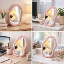 Wavy Tabletop Mirror | Elegant Minimalist Design For Dressing Table, Makeup, And Bedroom - Rusty Rose - View 4