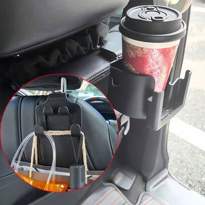 2pcs/Set Multi-Function Car Seat Back Cup Holder & Hook, Cup Holder, Phone Holder, Hook, Car Interior Storage Organizer