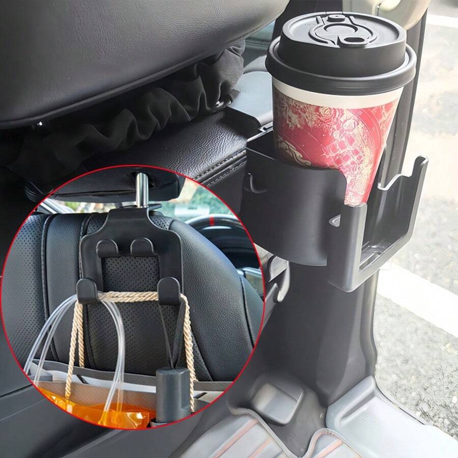 2pcs/Set Multi-Function Car Seat Back Cup Holder & Hook, Cup Holder, Phone Holder, Hook, Car Interior Storage Organizer - 2pc Seat Cup Holder Hook Storage - View 1