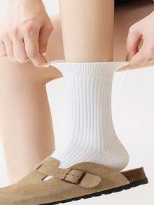 1/5/8 Pairs Women Striped Mid-Calf Socks, New Arrival Versatile Cotton Socks For Spring/Summer, Unisex Business/School Mid-Calf Long Socks - Multicolor - View 4