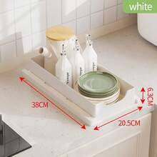 Hole-Free Sliding Rail Pull-Out Kitchen Sink Basket Cabinet Sliding Rail Drawer Storage Rack (With Double-Sided Adhesive Pads) - Multicolor - View 14