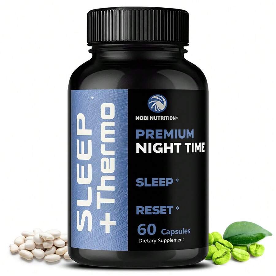 Nighttime Dietary Supplement Capsules - Contains Vitamin D, White Kidney Bean Extract, Green Coffee Bean Extract, L-Theanine, And Lemon Balm Extract - Suitable For Both Men And Women, Promotes Sleep And Relaxation - 60 Capsules - 1瓶 - 查看 1