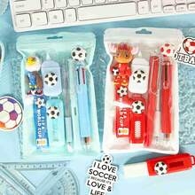 1set/6pcs The Top Popular Football Tournament 6-Piece Set Of Student Stationery Souvenirs In 2026, With High Appearance And High Quality, Is The Preferred Choice For Learning Rewards And Holiday Gifts. It Contains Practical Stationery Such As Keychains, Ballpoint Pens, Erasers, Etc. - Multicolor - View 2