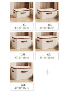 1pc Beige Linen Zipper Storage Box Cover - Foldable, Washable, Suitable For Wardrobe Storage Boxes, Clothes, Underwear, Socks, Applicable To Home And Study Supplies And Study Accessories Storage Boxes - Multicolor - View 7