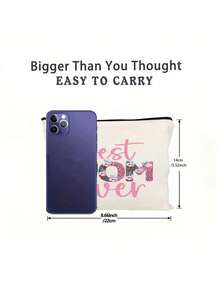 This "Best Mom" Canvas Cosmetic Bag, Ladies' Beauty Bag, Zipper Cosmetic Bag, Zipper Phone Bag, Pencil Case, Makeup Brush Holder, Zipper Linen Travel Bag, Lightweight Polyester Travel Beauty Bag Is An Ideal Gift For Mother's Day And Birthday For Daughters. - Multicolor - View 9