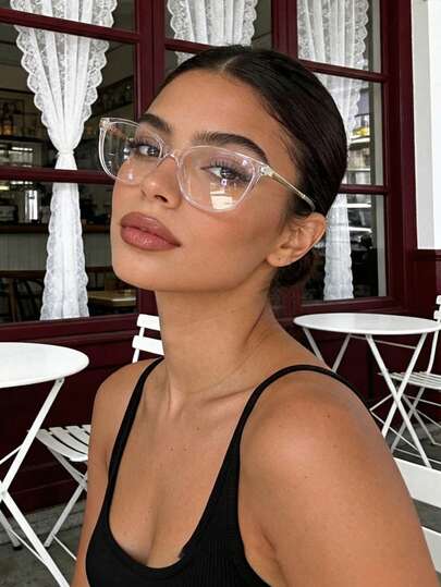 Gafas de luz para computadora/juegos/TV/teléfono, gafas con montura de ojo de gato transparente para mujer, gafas de moda, lentes claros que se vuelven gris claro, gafas fotocromáticas