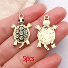 5/30 Peças Sortidas de Encantos de Animais Marinhos de Cristal e Strass, Tartaruga, Concha, Estrela-do-mar, Peixe, Pingentes Pendurados para Pulseiras, Colares, Brincos, Fabricação e Artesanato - Multicolorido - Visão 14