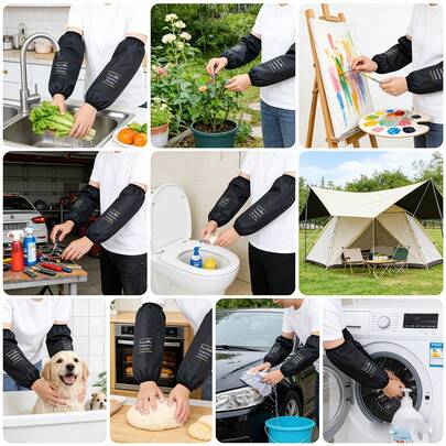 1 Pair Extra Long & Wide Waterproof Anti-Oil Sleeve Covers, Adult Unisex Work Sleeves, Kitchen Anti-Dirty & Durable Sleeve Cuffs, Autumn/Winter, Student Sleeve Protectors, Household Cleaning Protective Gear