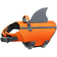 Chaleco salvavidas con forma de tiburón de alta flotabilidad para perros, chaleco reflectante y ajustable adecuado para nadar, navegar, perros pequeños, medianos y grandes - Naranja - Ver 9