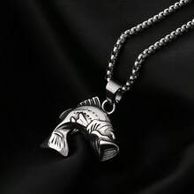 1pc Bass Fish Necklace, Fishing Style Jewelry, Suitable For Men And Women - Silver - View 1