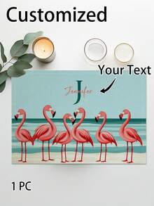 1pc Flamingo Design Personalized Placemats, Customizable Name, Heat-Resistant Kitchen/Dining Table Mats For Home, Party, Gatherings - Multicolor - View 6