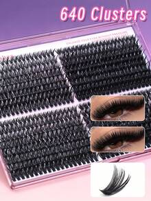 640 pièces de faux cils en amas 40D+60D+100D, épaisseur de 0,05 mm, courbure D, longueurs mélangées de 8 mm à 16 mm, style naturel, amas de cils en fourrure de vison russe plate épaisse et volumineuse, convient pour Halloween, les fêtes, le maquillage de Noël, essentiel pour les débutants, faux cils en amas, faux cils individuels, applicable à diverses occasions et styles, essentiel pour le maquillage et les débutants en beauté, peut être assorti librement selon la position et la densité - D - Voir 1