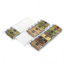 Spice Drawer Organiser Spice Rack For Inside Drawer Adjustable Seasoning Jars Storage Tray For Cupboard Acrylic Drawers Shelf For Kitchen Countertop Cabinet 3 Ties 6 Pack Plastic Cleargtt - Clear - View 7