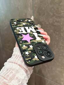 迷彩星形字母印花保护壳，兼容苹果 17/16 Pro Max、14/13、12、11 Pro Max、XS Max、X、XR、8、7、6S、Plus、Mini 以及三星 Galaxy A13 4G、S21 FE 5G、A15、A21S、A34、A12、A50、S21、A71，防震设计，适合作为生日礼物、送给男女朋友或自用。 - 彩色 - 查看 4