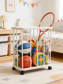 4-Wheel Baby Room Rolling Storage Cart - Durable Plastic Mobile Organizer Rack With Sliding Shelves, Easy To Clean Storage For Children's Sports Gear And Toys - Multicolor - View 6
