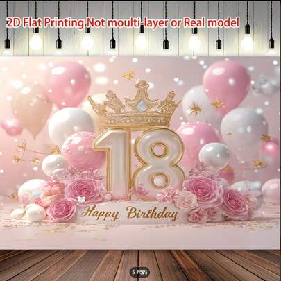 18岁生日装饰——“生日快乐”横幅、18岁生日气球装饰、18岁生日装饰横幅背景