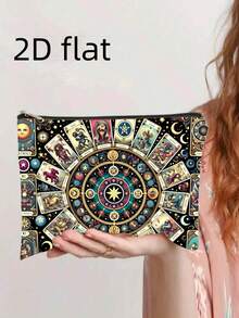 1个塔罗水晶蜡烛魔法组合化妆包，可折叠大容量化妆袋，带拉链，生日或毕业礼物，旅行包，双面印花 - 彩色 - 查看 9