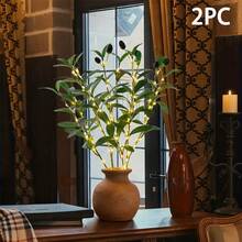 1pc LED Simulated Olive Branch Copper Wire Tree Light, Creative Home Decor To Create Holiday Atmosphere, Olive Branch LED Light With Small Fairy Lights, Artificial Green Tree Suitable For Modern Holiday Home Decor - Perfect For Wedding, Birthday Party, Cafe, Tabletop (Battery Operated) - Warm white light - View 13