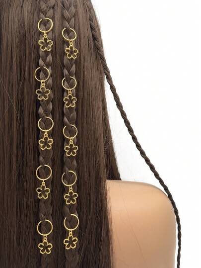 10 Stücke Sommer Frisch Cut Out Blumen Haarreife - Boho Legierung Haarmanschetten mit zarten Blumendesigns, eleganter Haarschmuck für Zöpfe & Dreadlocks