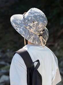 1pc Western Cowboy Style Outdoor Camping Sun Protection Fishing Hat, Men's Breathable Camo Hiking Tactical Hat, Spring/Summer - A - View 11