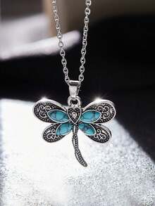 1件波西米亚风蜻蜓仿绿松石吊坠项链，女士派对首饰配饰 - 蜻蜓 - 查看 6