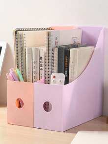 3pcs/1pc,Desktop File Rack Students Use Data Rack Office Supplies To Organize Plastic Bookshelves File File Storage Box, School Season - A - View 6