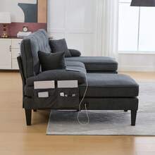 Sofas & Couches - Dark Gray + Linen + 4 Seat + Foam - View 9