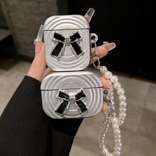 Elegant Bow Accessory Silver Earphone Protective Case + Pearl Bracelet, Suitable Compatible With Apple Earphone Protective Case - Multicolor - View 1