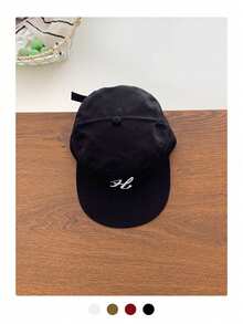 1pc Retro Flat Top Leopard Print Plaid Baseball Cap, Versatile Flattering For All Face Shapes, Unisex Preppy-Style Soft Top Baseball Hat With Embroidery, Minimalist Versatile Fashion Cap - The Letter H - View 7