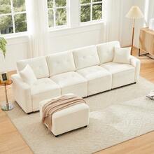 Sofas & Couches - Beige + Corduroy + 4 Seat-1 - View 2
